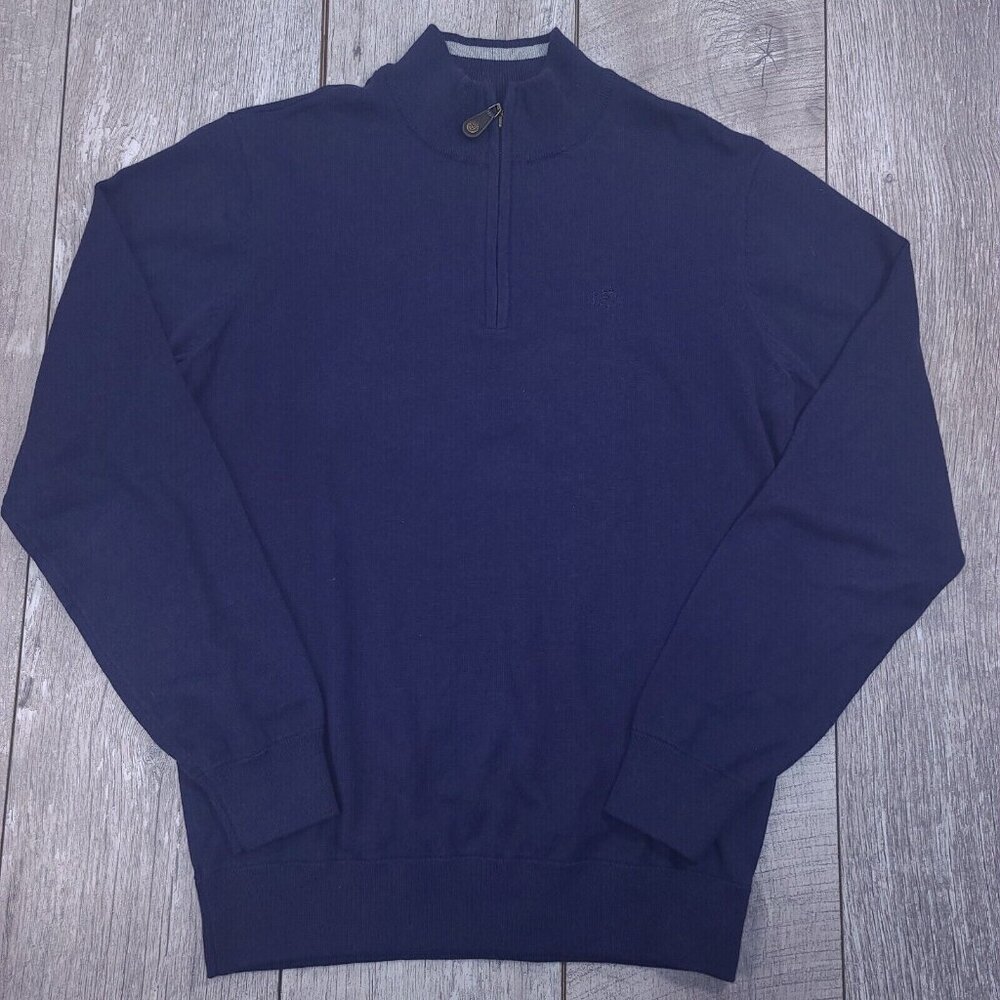 Southern Tide Mens 1/4 Zip Sweater Size Small Blue Solid Cotton Pullover Golf